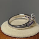 Sterling Silver Exotic Twisted Amethyst & Clear CZ Ring