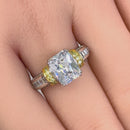 Sterling Silver Two Tone Gold Plated Emerald Cut Yellow & Clear CZ Ring