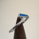 Sterling Silver Trendy Blue Lab Opal Chevron Ring