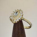 Solid 14K Yellow Gold Elegant Marquise CZ Halo Ring