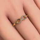 Solid 14K Yellow Gold Dainty Bow Diamond Ring