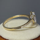 Solid 14K Yellow Gold Heart Cut Halo CZ Ring
