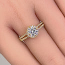 Solid 14K Yellow Gold Round Cut Halo CZ Engagement Ring