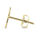 Solid 14K Yellow Gold Cat with Wiskers Earrings