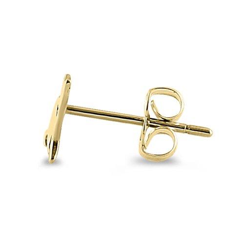 Solid 14K Yellow Gold Cat with Heart Earrings