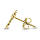 Solid 14K Yellow Gold Pointed Cross Earrings