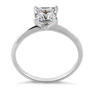 Solid 14K White Gold Clear Princess Cut Solitaire Engagement CZ Ring