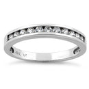 Solid 14K White Gold Clear Round Cut CZ Band Ring