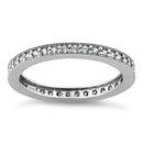 Solid 14K White Gold Clear Round Cut CZ Eternity Band Ring