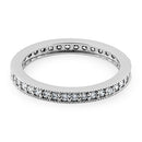 Solid 14K White Gold Clear Round Cut CZ Eternity Band Ring