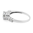 Solid 14K White Gold Eloquent Clear Round Cut Engagement CZ Ring
