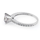 Solid 14K White Gold Majestic Clear Round Cut Engagement CZ Ring