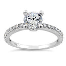 Solid 14K White Gold Majestic Clear Round Cut Engagement CZ Ring
