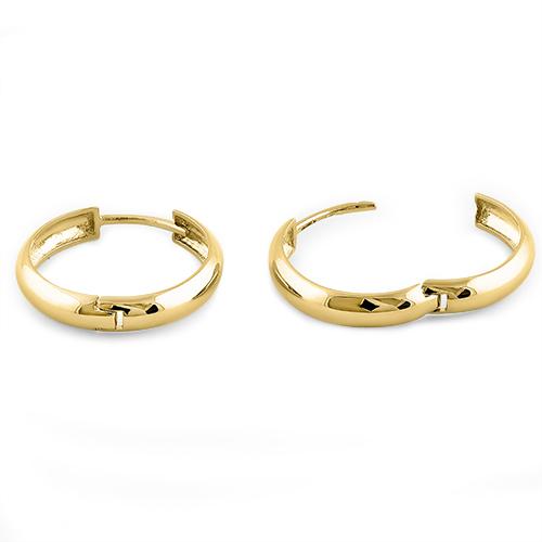 Solid 14K Yellow Gold 4mm x 18mm Plain Hoop Earrings