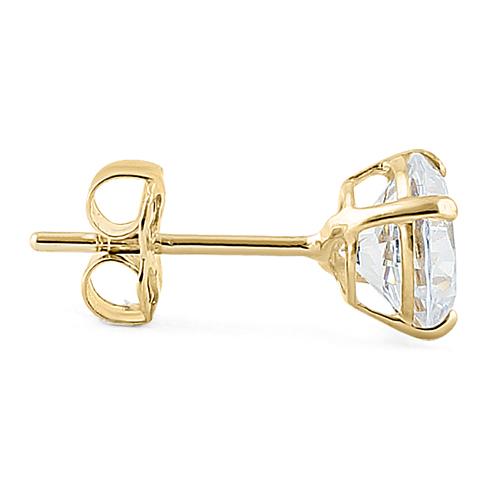 .92 ct Solid 14K Yellow Gold 5mm Round Cut Clear CZ Earrings