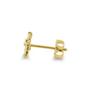 Solid 14K Yellow Gold Flower Marquise CZ Stud Earrings