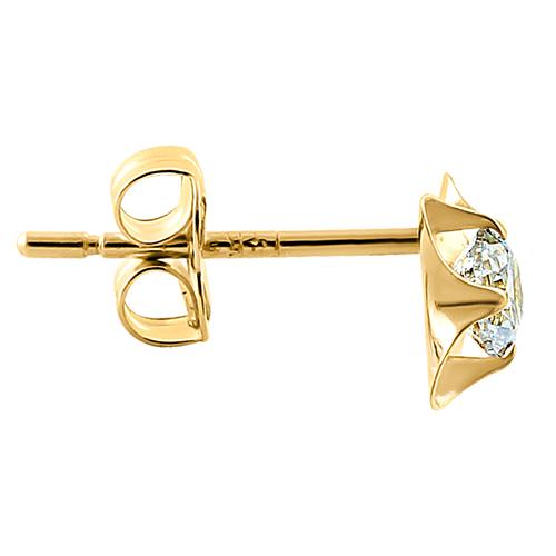 .22 ct Solid 14K Yellow Gold Pinwheel Flower Clear CZ Earrings