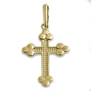Solid 14K Yellow Gold Rustic Cross Pendant