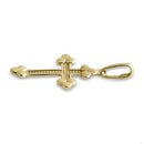 Solid 14K Yellow Gold Rustic Cross Pendant