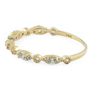 Solid 14K Yellow Gold Thin Elegant Round Clear CZ Ring