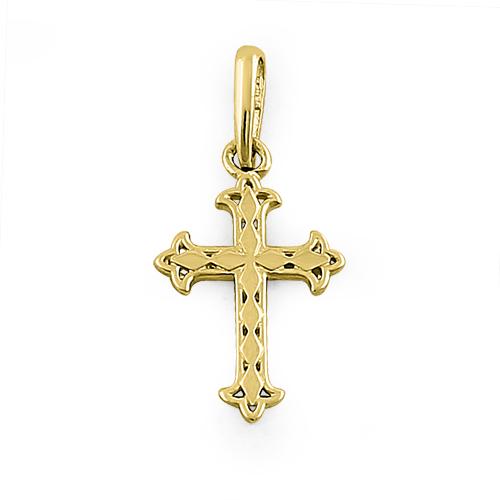 Solid 14K Yellow Gold Vintage Cross Pendant