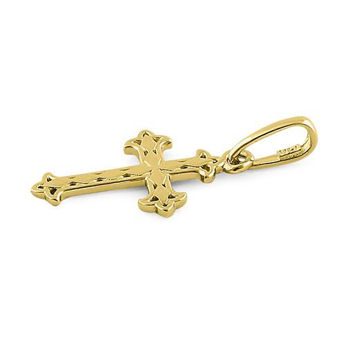 Solid 14K Yellow Gold Vintage Cross Pendant