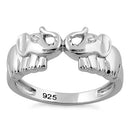 Sterling Silver 2 Elephants Ring