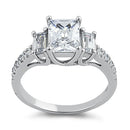 Sterling Silver 3 Stone CZ Engagement Ring