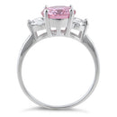Sterling Silver 3 Pink CZ Ring