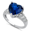 Sterling Silver Blue CZ Heart CZ Ring