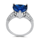 Sterling Silver Blue CZ Heart CZ Ring