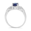 Sterling Silver Blue Sapphire Oval Cut CZ Ring