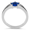 Sterling Silver Blue Sapphire Star Cut CZ Ring