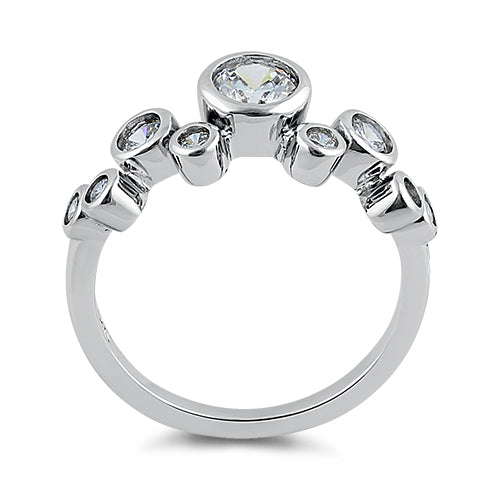 Sterling Silver Circles Style CZ Ring