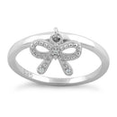 Sterling Silver Clear Dangling Ribbon CZ Ring