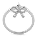 Sterling Silver Clear Dangling Ribbon CZ Ring