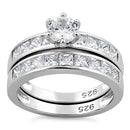 Sterling Silver Clear Engagement Set Ring