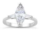 Sterling Silver Clear Marquise Cut Engagement CZ Ring