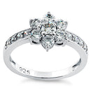 Sterling Silver Clear Plumeria Flower CZ Ring