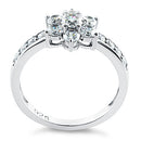 Sterling Silver Clear Plumeria Flower CZ Ring