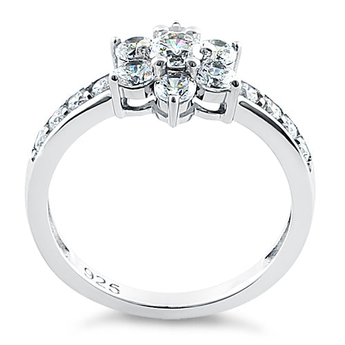 Sterling Silver Clear Plumeria Flower CZ Ring