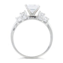 Sterling Silver Clear Princess Cut Engagement CZ Ring