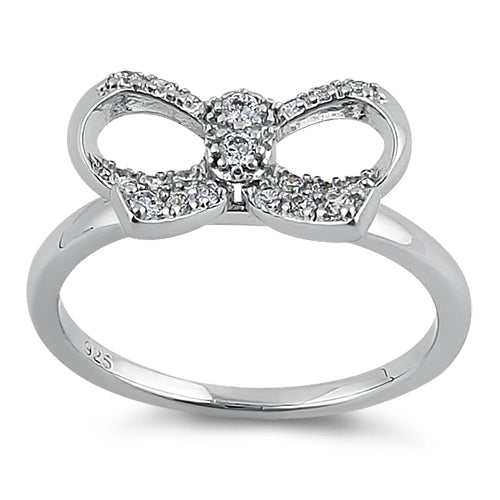 Sterling Silver Clear Ribbon CZ Ring