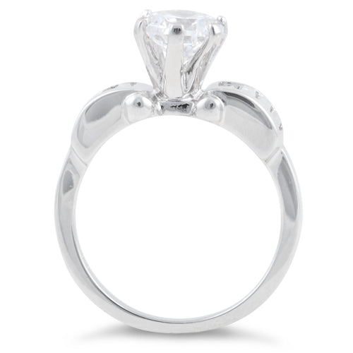 Sterling Silver Clear Round Cut Engagement CZ Ring