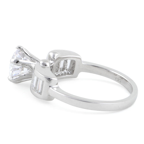 Sterling Silver Clear Round Cut Engagement CZ Ring