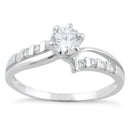 Sterling Silver Clear Round Cut Engagement CZ Ring