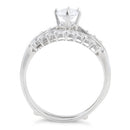 Sterling Silver Clear Round Cut Engagement CZ Set Ring