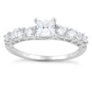 Sterling Silver Clear Round Cut Engagement CZ Ring