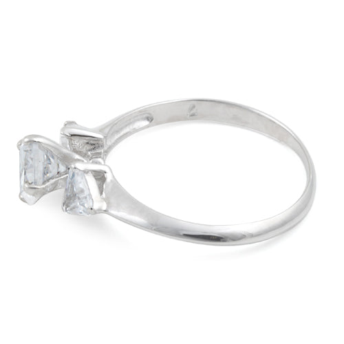 Sterling Silver Clear Round Cut Engagement CZ Ring