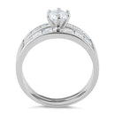 Sterling Silver Clear Round Cut Engagement Set CZ Ring